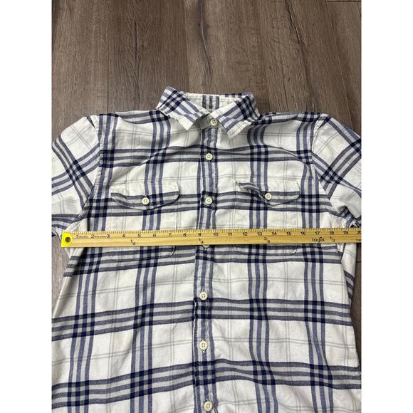 American Eagle Men’s Plaid Flannel Shirt Blue White Long Sleeve Size M Cotton - Picture 5 of 7